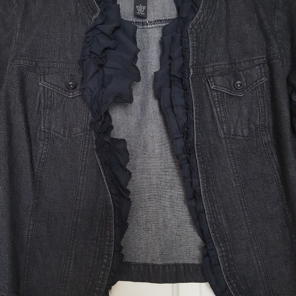INC International Concepts ruffle Jean jacket - Picture 5 of 6